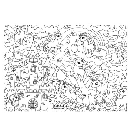 Postér Hojas X2 Gigantes 48x68cm Para Colorear Pintar El Rey Fantasía