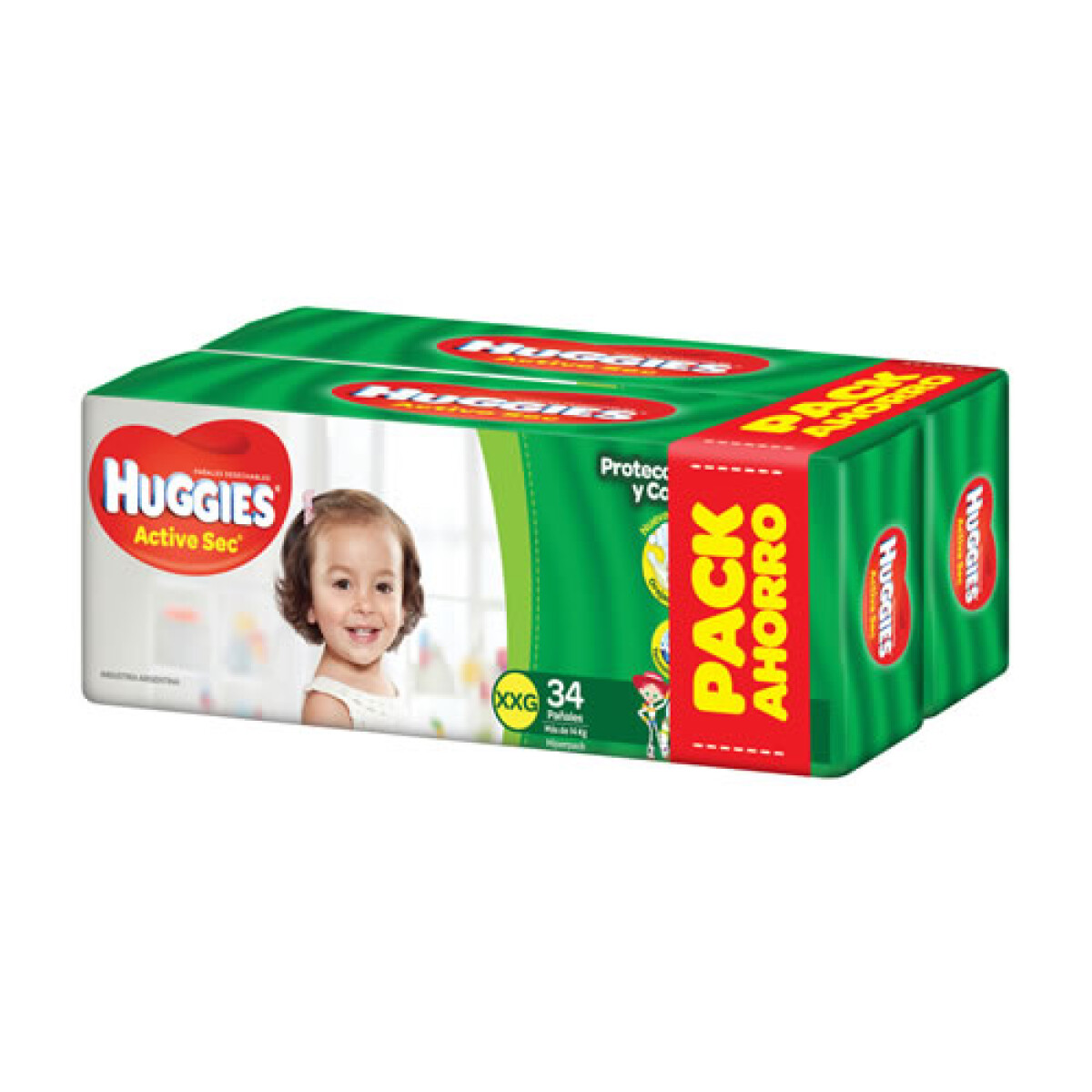 Huggies Active Sec XXG X68 – Pañales Talla Extra Grande