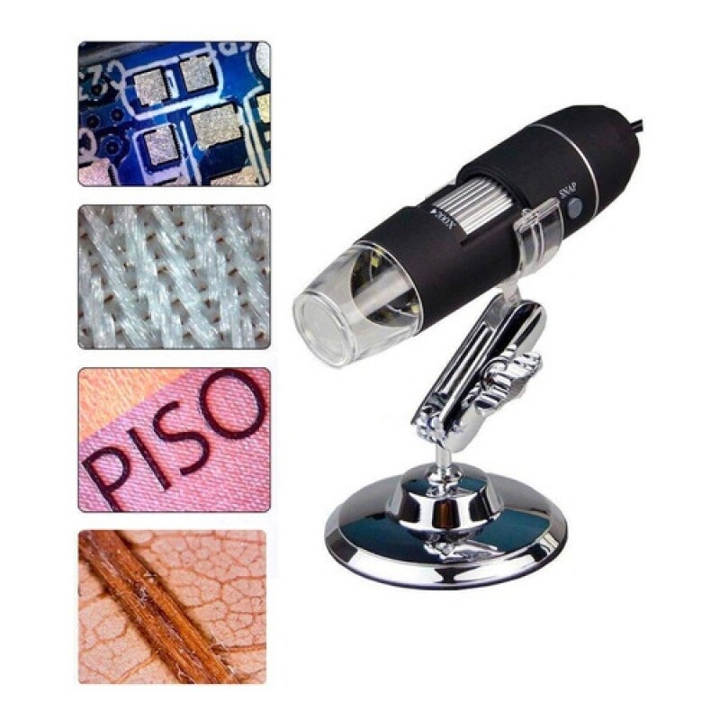 Microscopio digital USB multiuso con aumento 1000X y luz LED Negro