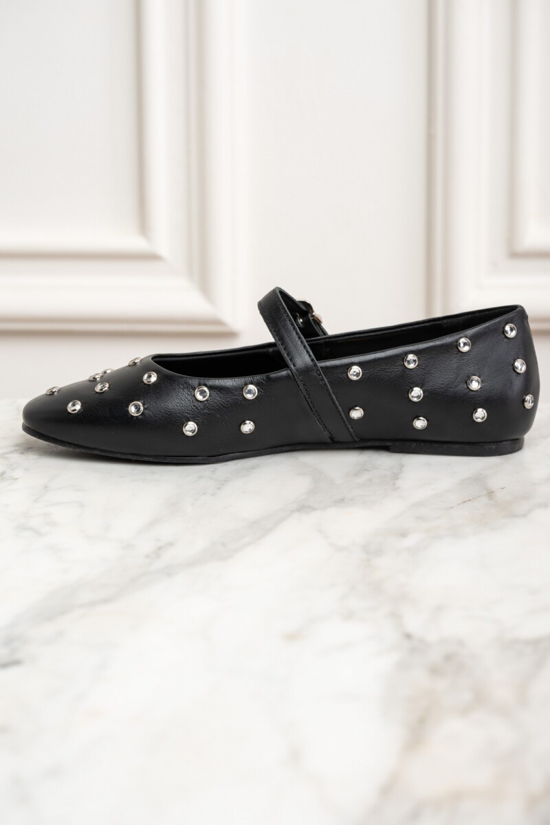 Balerina Cuero Apliques Negro