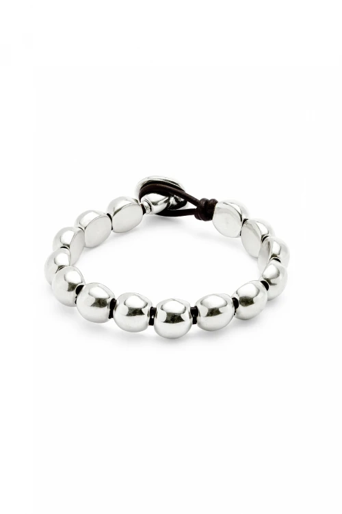 PULSERA CON CUENTAS PEQEÑAS DE ALEACIÓN DE METALES BAÑADAS EN PLATA DE LEY Pulsera
