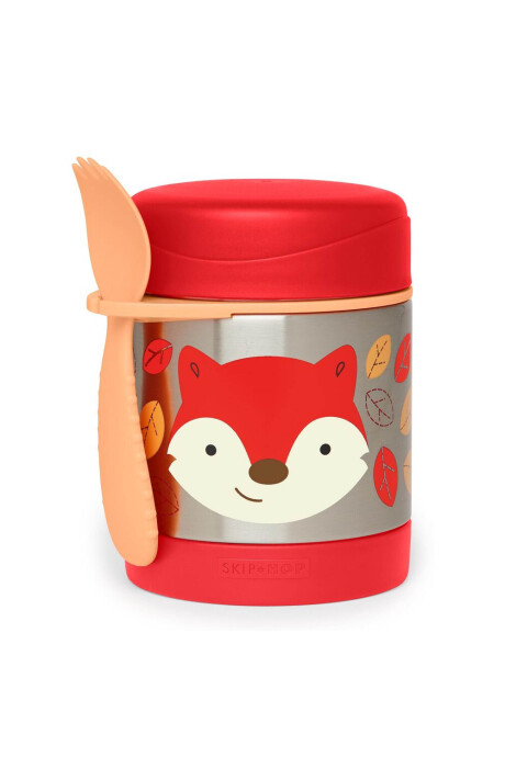 Tupper de acero inoxidable con cubierto, diseño zorro Tupper de acero inoxidable con cubierto, diseño zorro