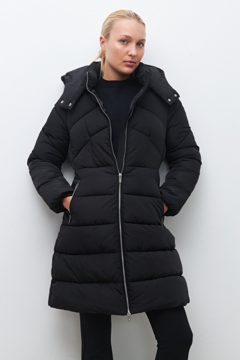 Campera capitoneada con capucha desmontable - negro 