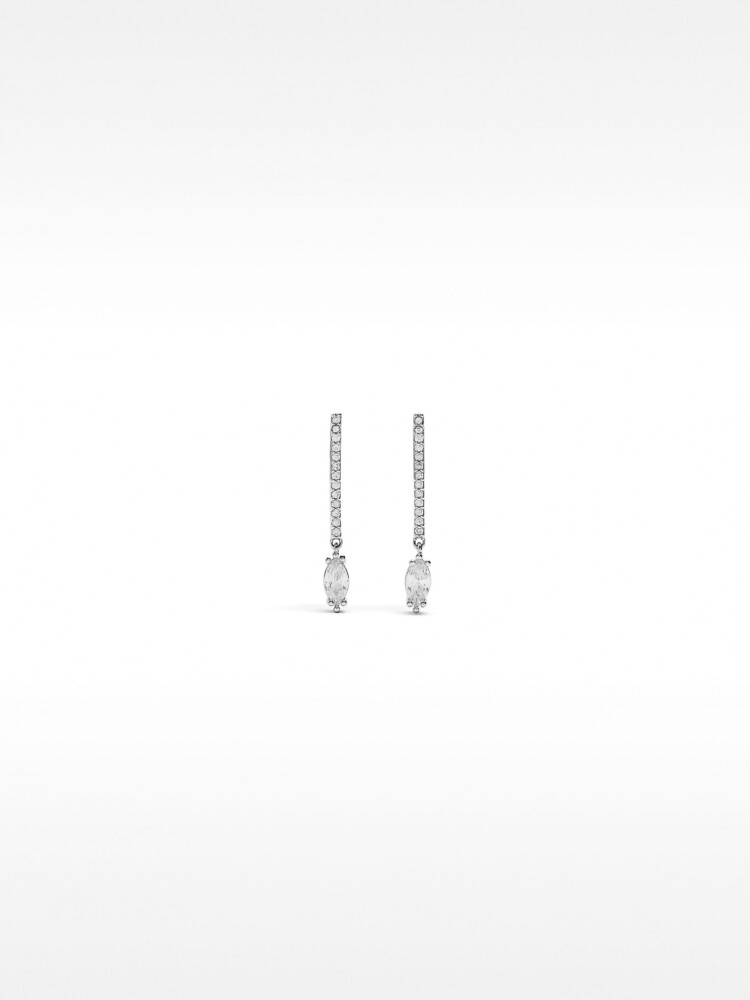 Pendientes Barra De Circonitas plateado