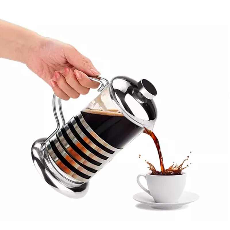 Cafetera francesa de vidrio y acero 800 ml GRIS