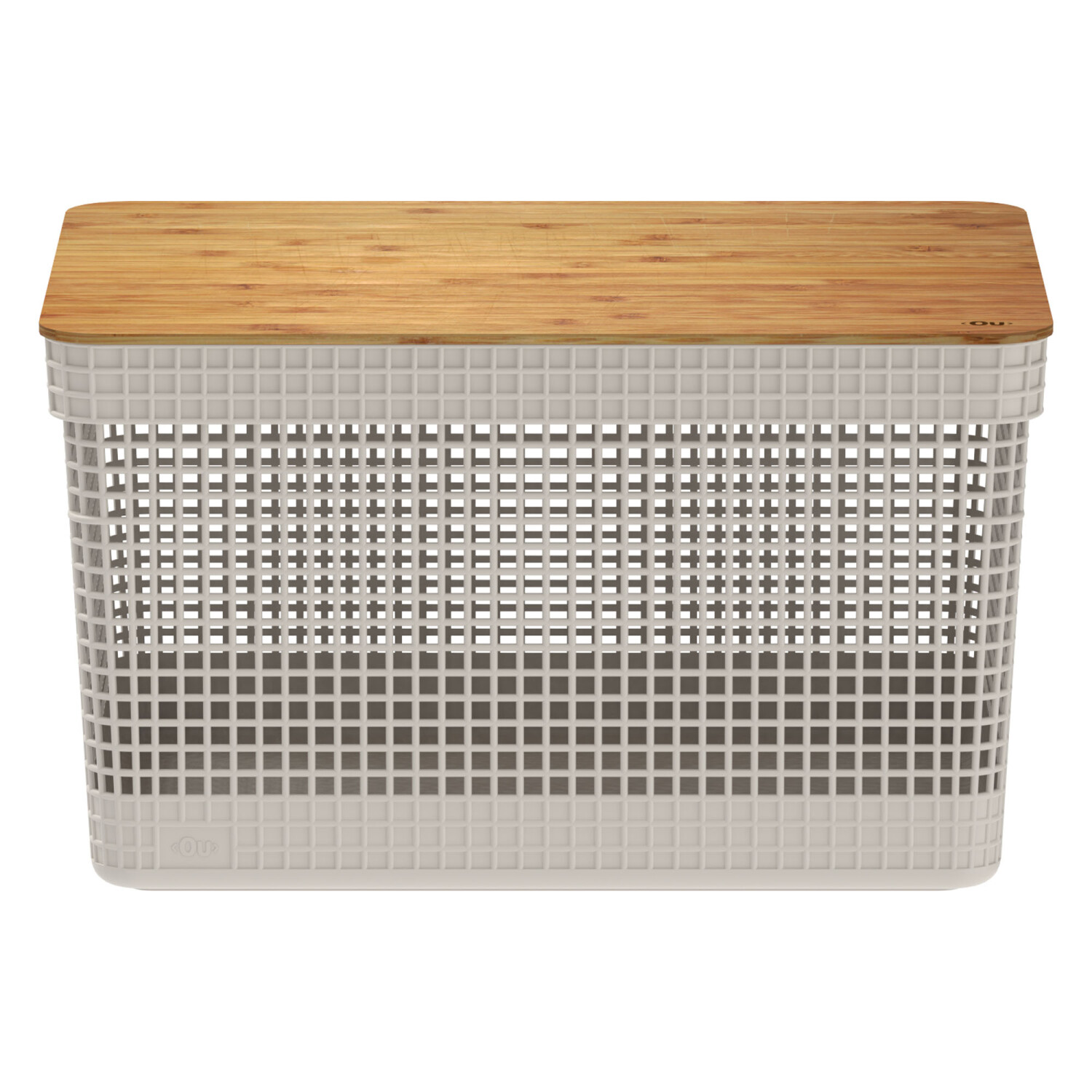 Cesta C/tapa Bambú Plastico-reciclado Natural-beige Grid 20l — Divino