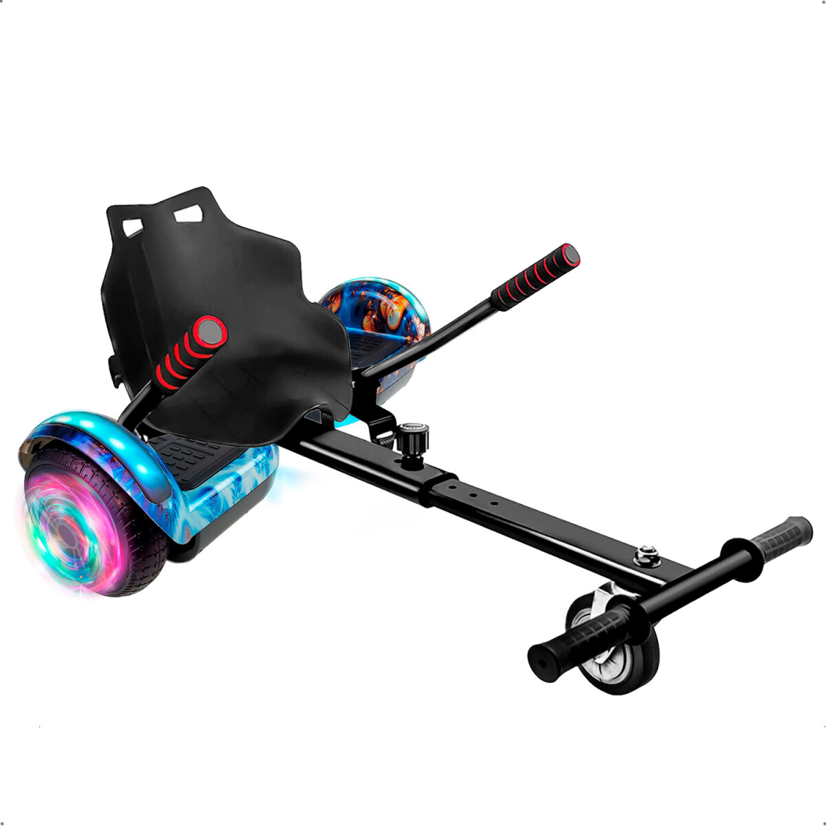 Combo De Skate Eléctrico 6.5" Con Luces Y Bluetooth + Asiento Para Hoverboard - PK SKATE 6.5 GALAX AZUL NARA 21 +ASIENTO 