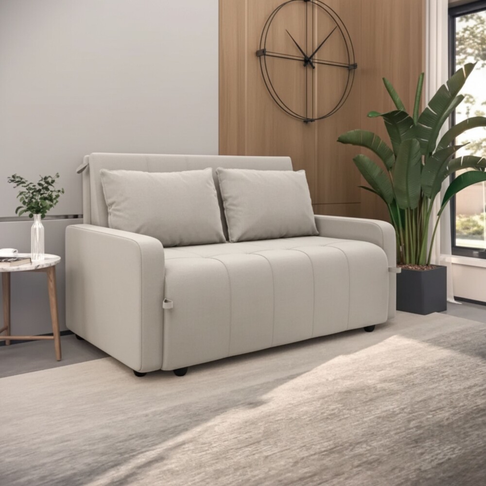 Sofá Cama Amora New con Baúl Beige