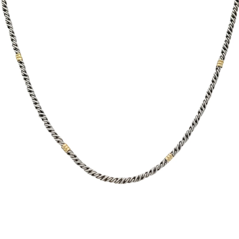 Cadena Tourbillon-Plata y Oro-Sin Piedra-CD5002 sinpiedra