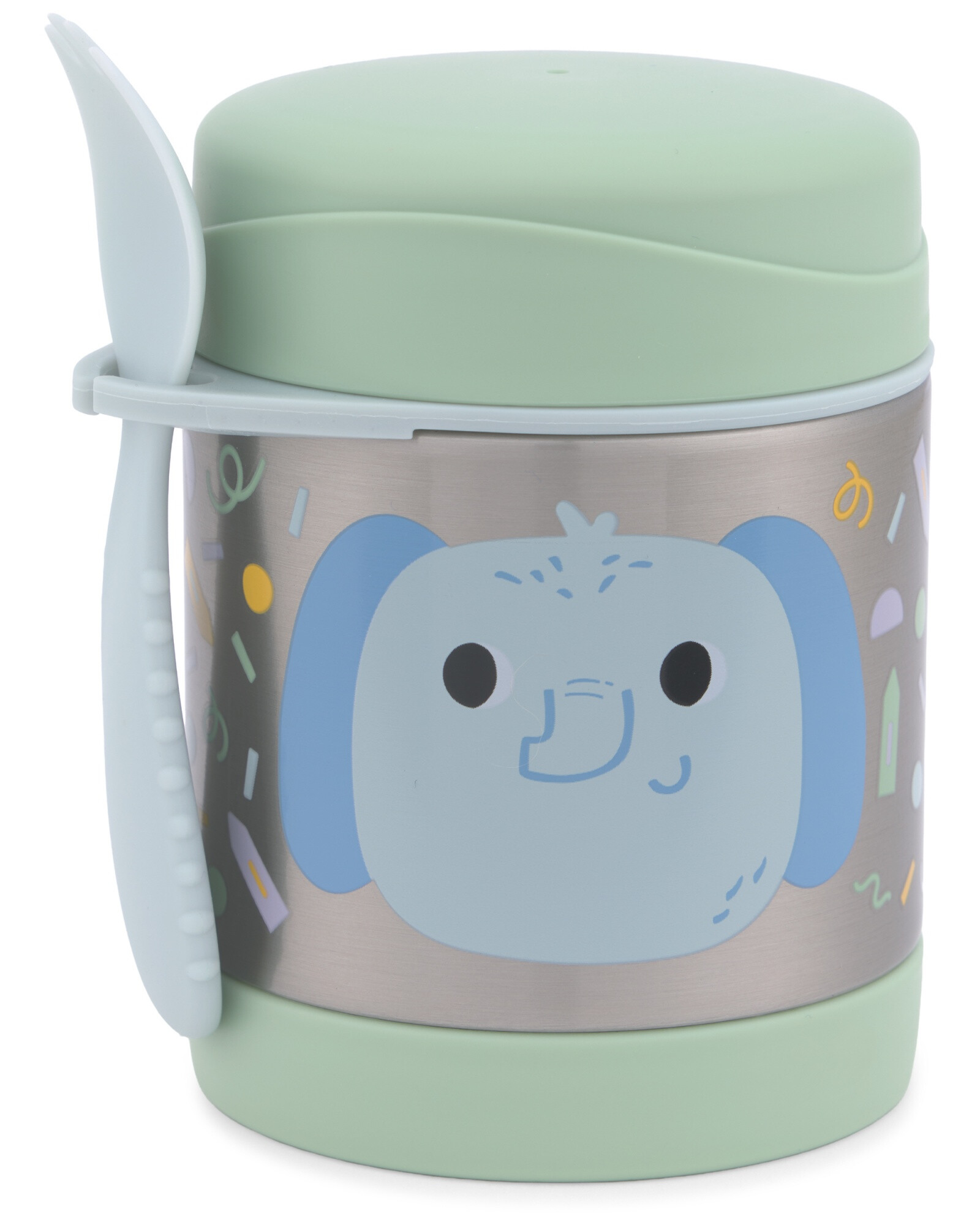 Tupper de acero inoxidable con cubierto, diseño elefante Tupper de acero inoxidable con cubierto, diseño elefante