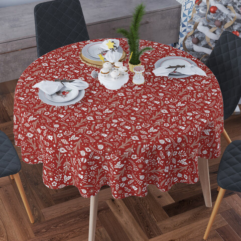 Mantel Bukara Peva Redondo 160 cm Navidad Figura Rojo