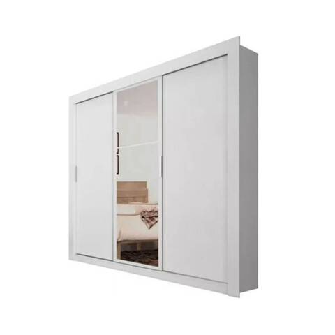Armario Ropero 3 Puertas Corredizas 2 Cajones Con Espejo Blanco Armario Ropero 3 Puertas Corredizas 2 Cajones Con Espejo Blanco