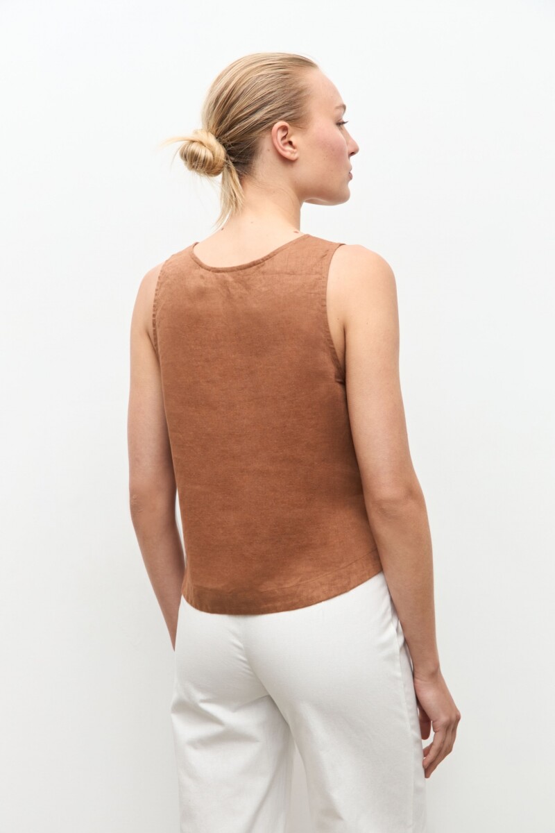 Blusa 100% Lino camel