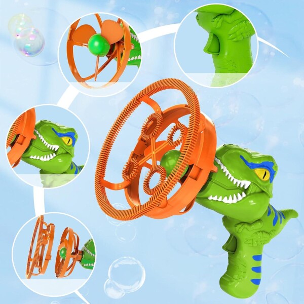 Pistola Burbujero Lanza Burbujas Dinosaurio Infantil Niños Variante Color Verde