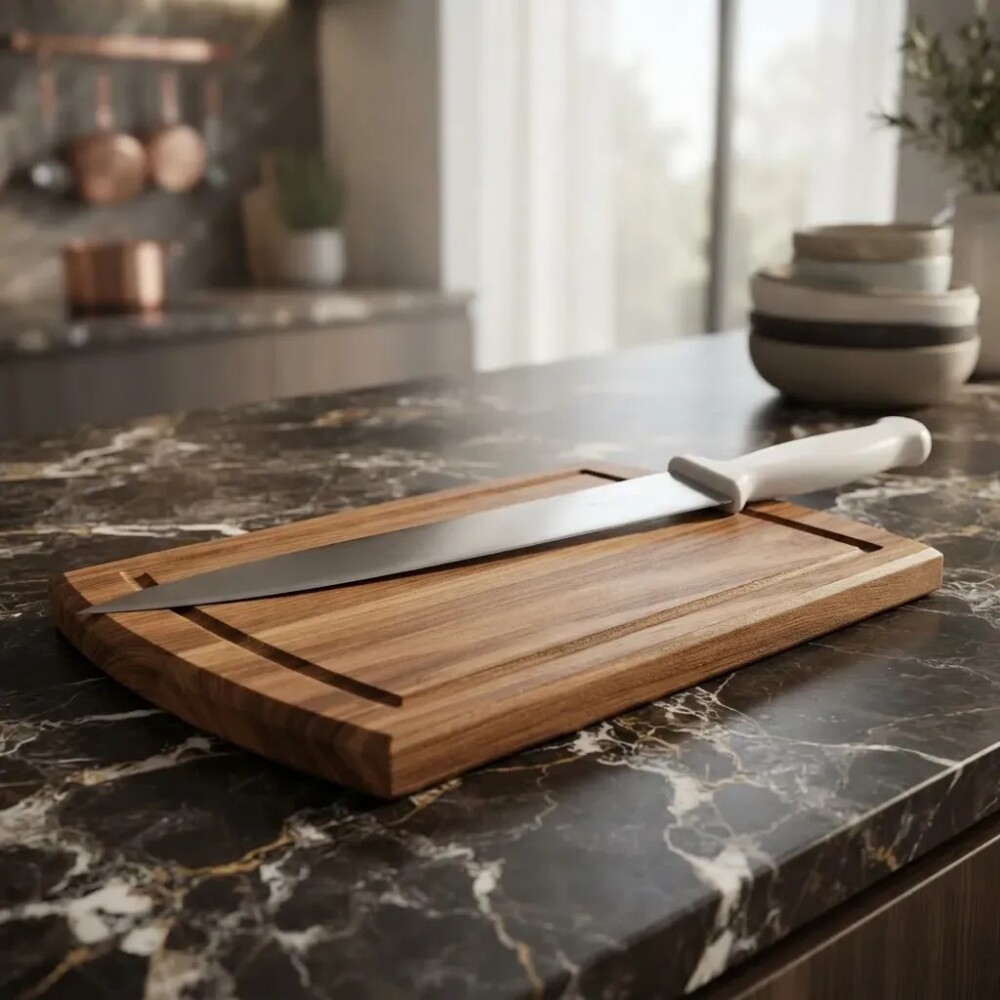 Tabla Eucaliptus 42x14 cms y cuchilla profesional Tabla Eucaliptus 42x14 cms y cuchilla profesional