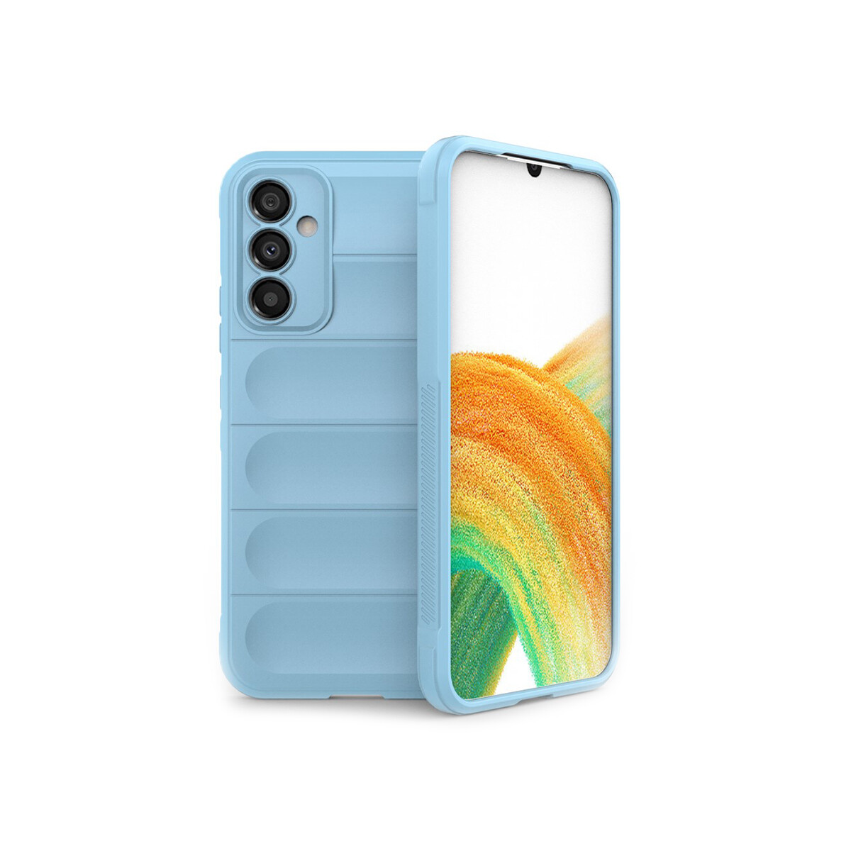 Protector Samsung Galaxy A34 engomado con textura color celeste 