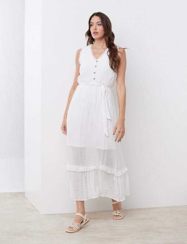 Vestido Maxi Botones CRUDO