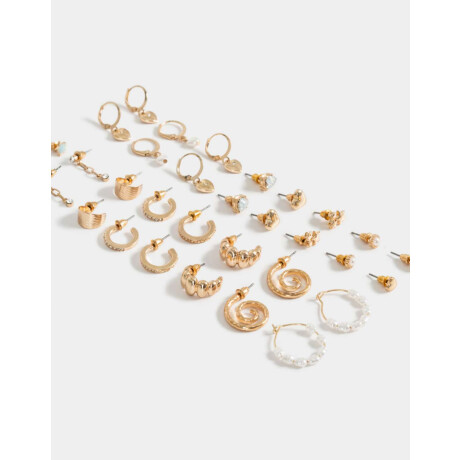 Sets De Aros Con Perlas Dorado