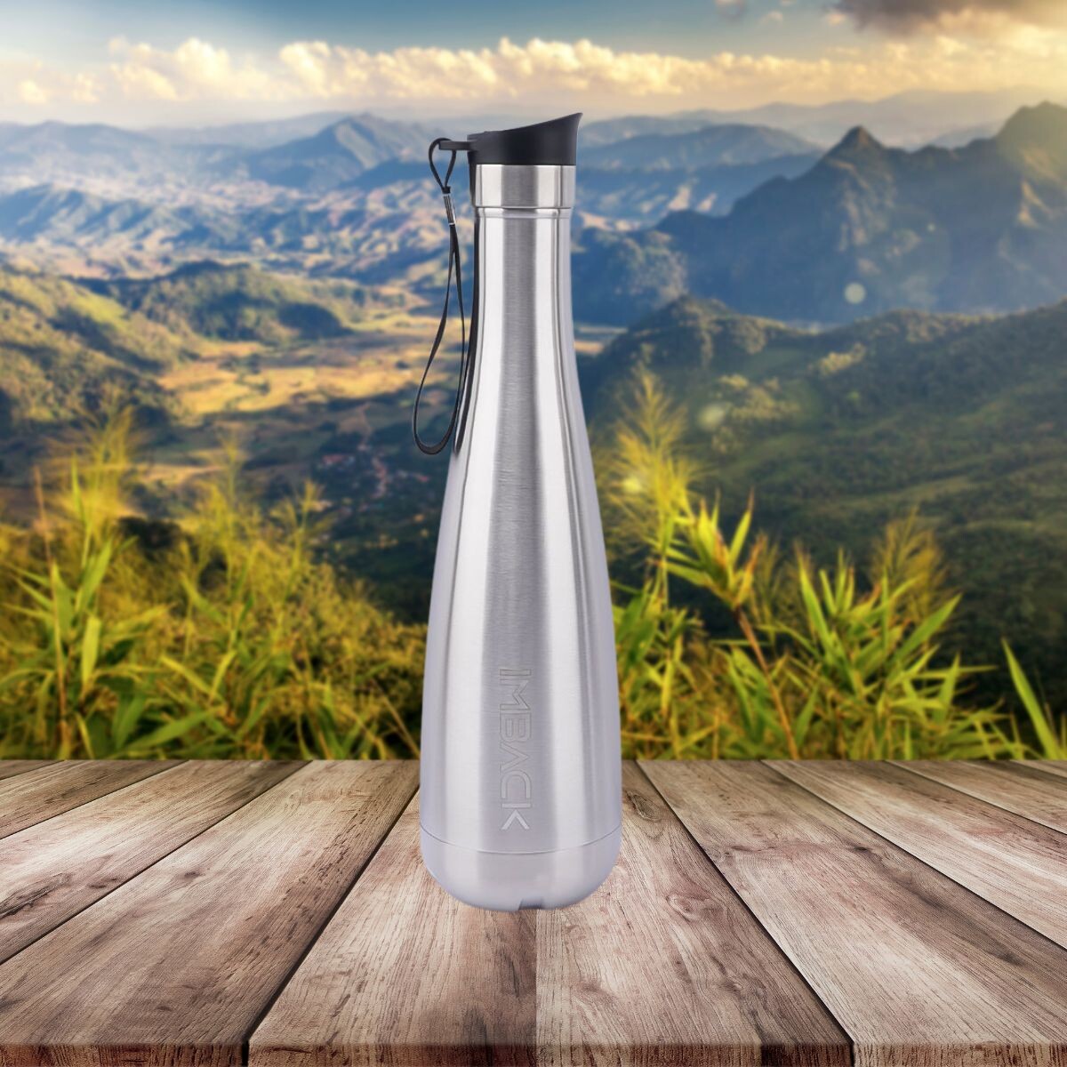 Botella de Agua Térmica de Acero Inoxidable Termo de 750 ml Diseño Estilizado Color Plata 