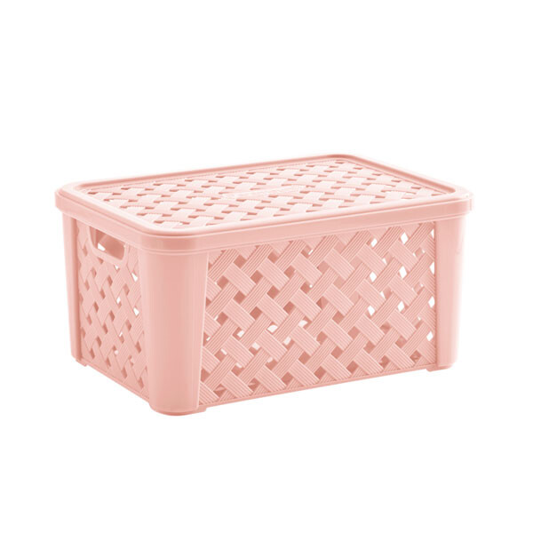 ORGANIZADOR RATTAN CON TAPA 24X17X12 CMS CREMA CREMA