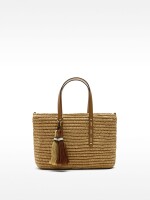 Bolso Tote Con Efecto Rafia Y Colgante L natural