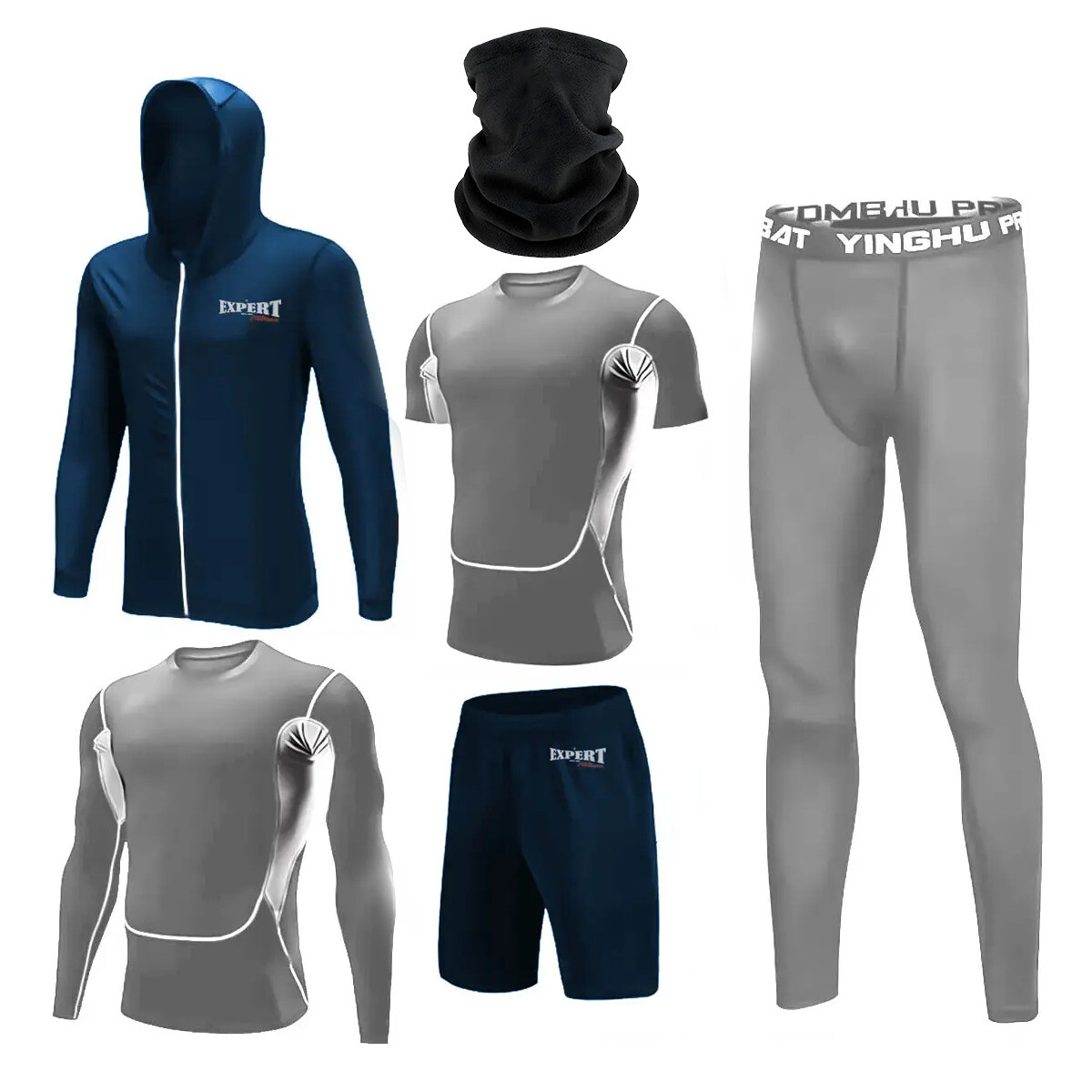 Conjunto Deportivo Termico X6 Psc Remera Calza Short - Gris 