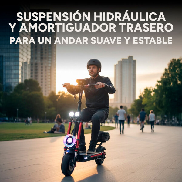 Scooter Monopatín Eléctrico Gogreen Flow Motor 1000w 60 Km/h Color Negro