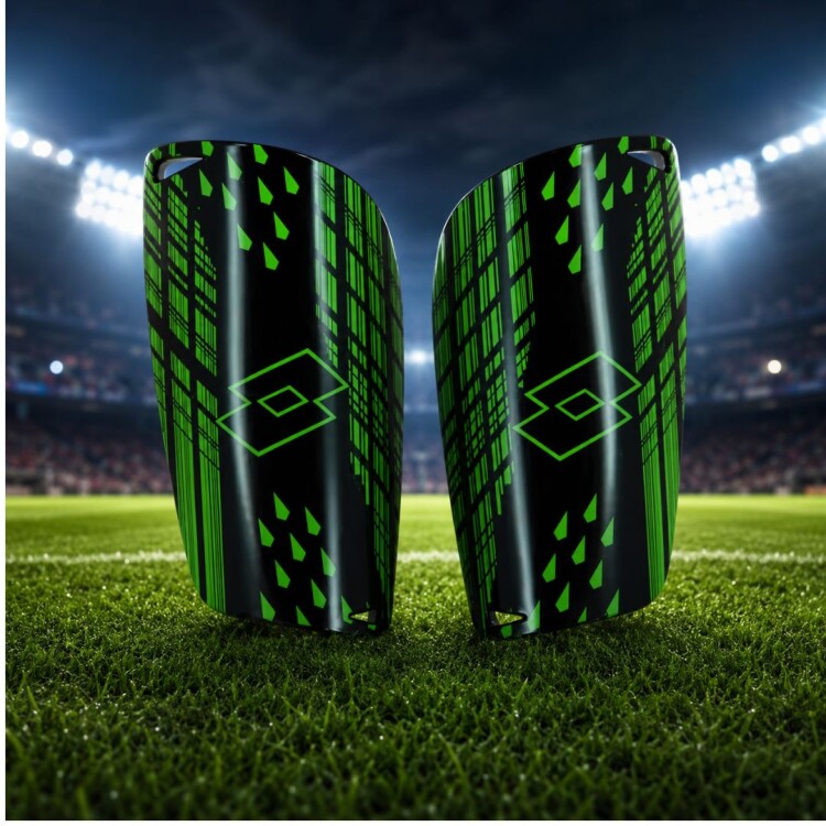 CANILLERA DE FUTBOL LOTTO POTENZA NEGRO/VERDE CANILLERA DE FUTBOL LOTTO POTENZA NEGRO/VERDE