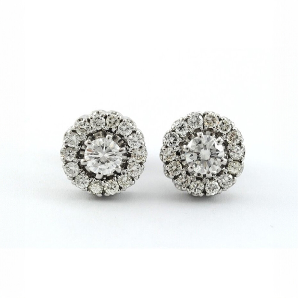 Caravanas Oro Blanco 18K Con Brillantes Caravanas Oro Blanco 18K Con Brillantes