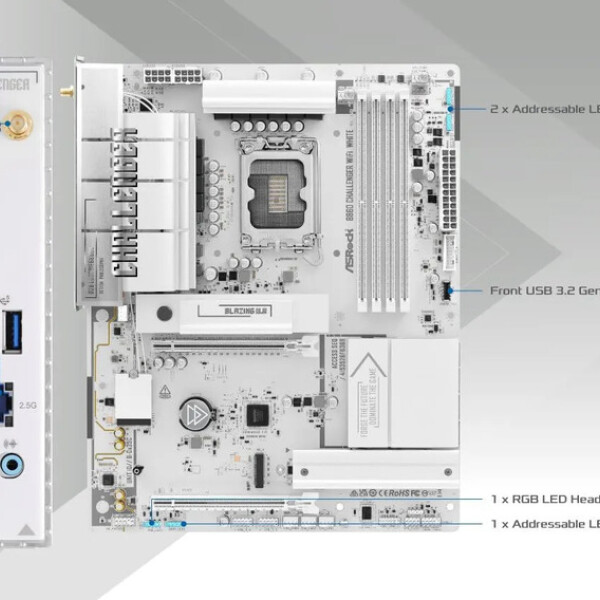 Motherboard B860m Challenger Wifi White Ddr5 Lga1851 PLACA MADRE ASROCK B860 CHALLENGER WIFI