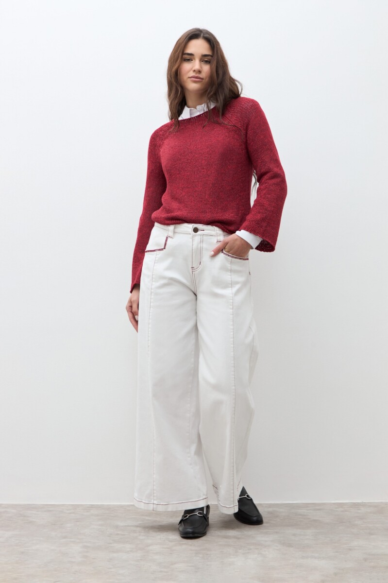 Sweater cinta escote bote - bordo 