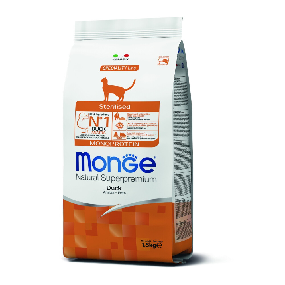MONGE MONOPROTEÍNA CAT STERILISED DUCK 1.5 KG MONGE MONOPROTEÍNA CAT STERILISED DUCK 1.5 KG
