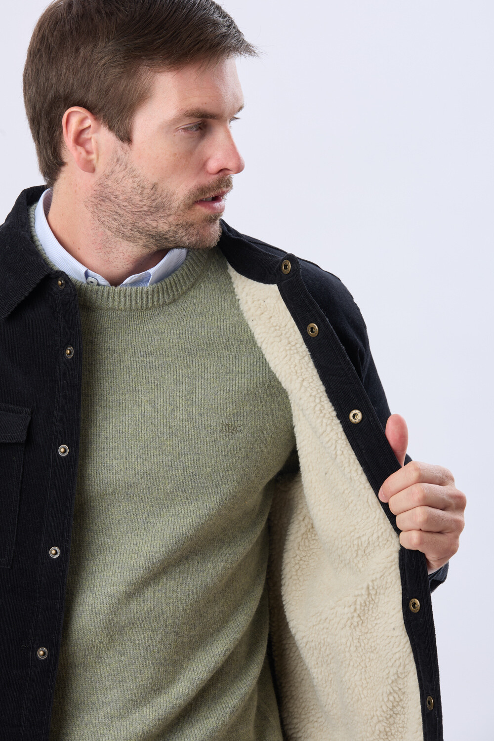 CAMPERA DE PANA Y CORDERITO Gris