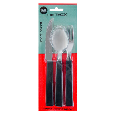 Juego de cubiertos x3 negro linea Opa Martinazzo Juego de cubiertos x3 negro linea Opa Martinazzo