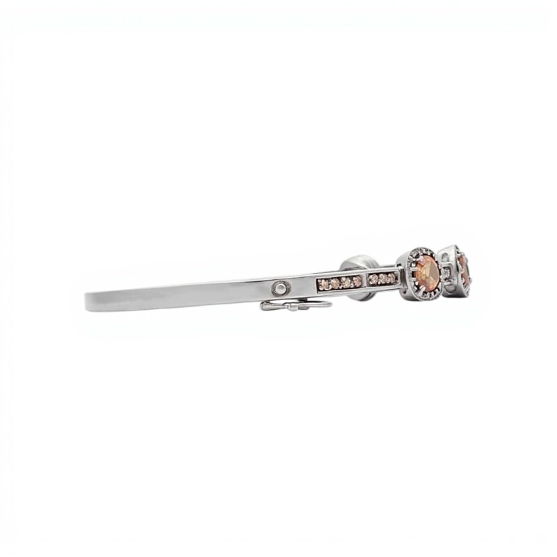 Brazalete Vintage-Plata 925-Piedra Zirconia naranja y blanca-BR3037 conpiedra