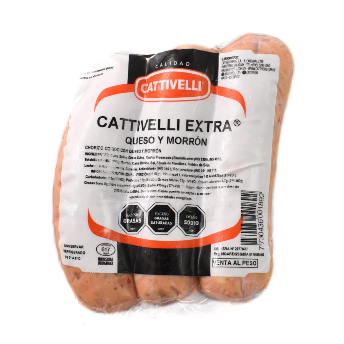 Chorizo Cattivelli con morrón y queso x3 