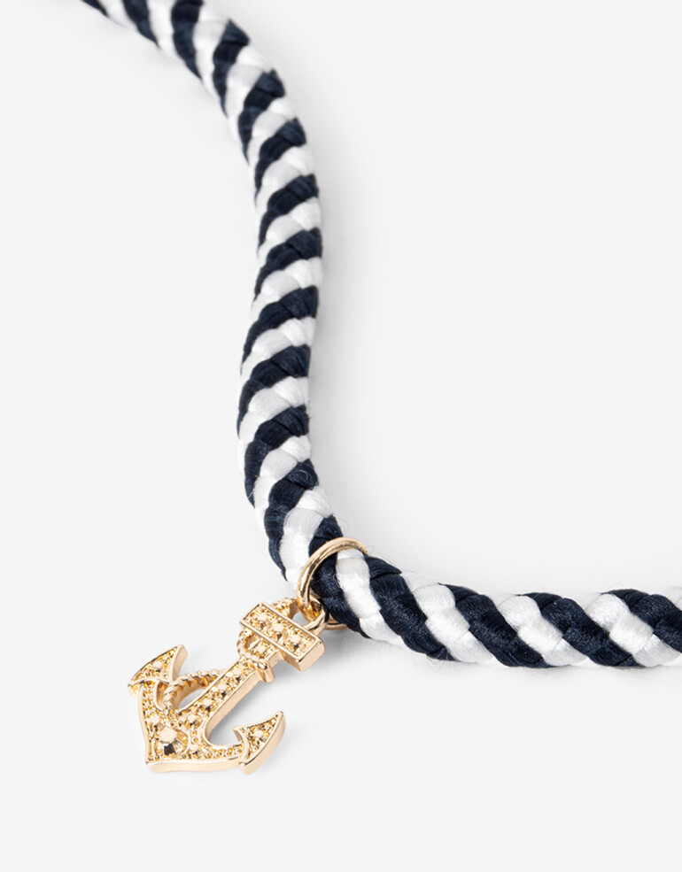 Collares Cortos Cordón Collar Marinero Dije Ancla - Dorado