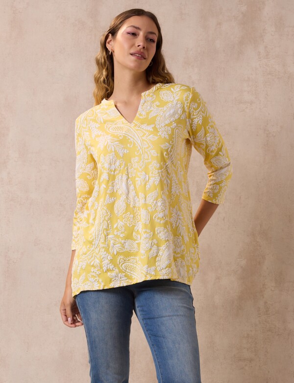 Blusa Relieve Printed AMARILLO/MULTI