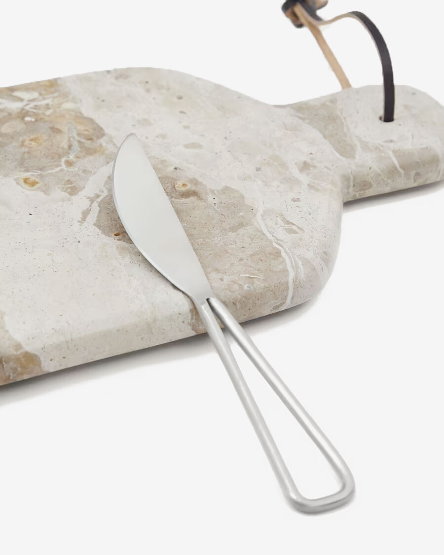 Set de tabla de cortar pequeña y cuchillo Suka de mármol beige Set de tabla de cortar pequeña y cuchillo Suka de mármol beige