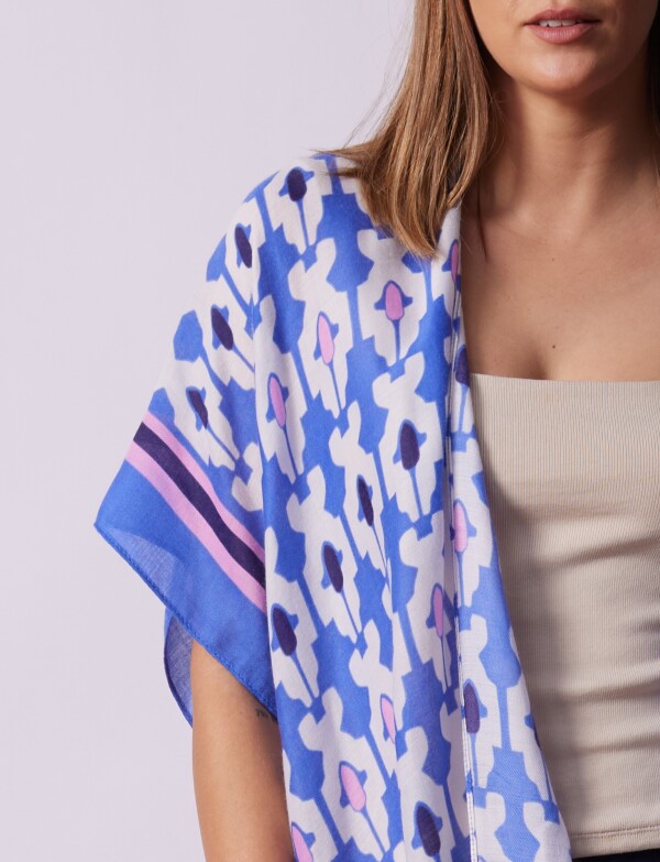 Kimono Printed AZUL/BLANCO
