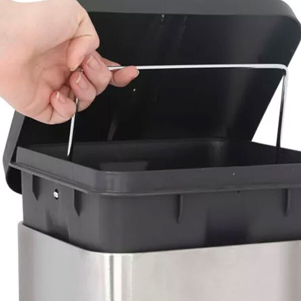 TARRO RESIDUOS CUADRADO AC.INOX 20 LT 33,5X29X45 CM JASPE Gris