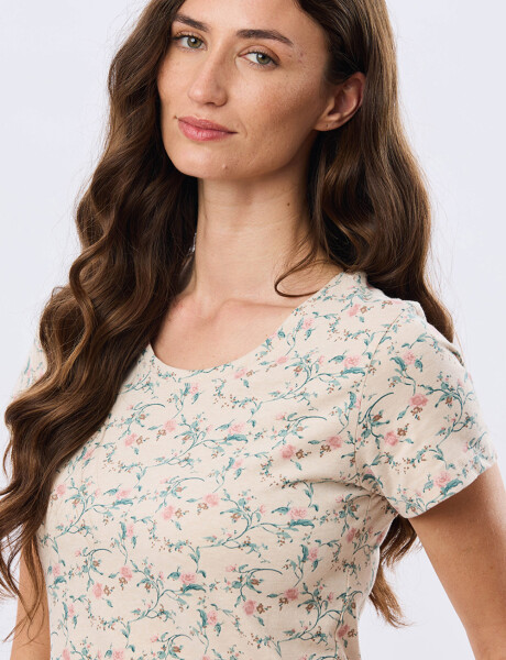REMERA ESTAMPADA DE ALGODÓN Beige