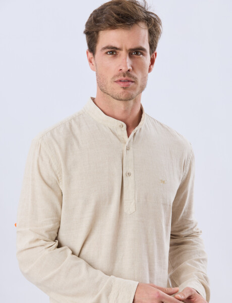 CAMISA LISA DE LINO CUELLO MAO Arena