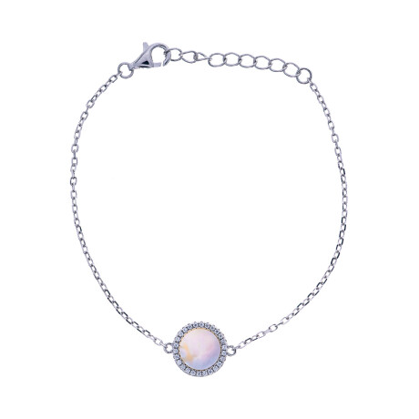 Pulsera de plata 925 rodinada, nacar y circonias Pulsera de plata 925 rodinada, nacar y circonias