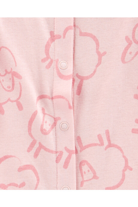 Pijama convertidor de algodón con medias y gorro, rosado, diseño ovejas Pijama convertidor de algodón con medias y gorro, rosado, diseño ovejas