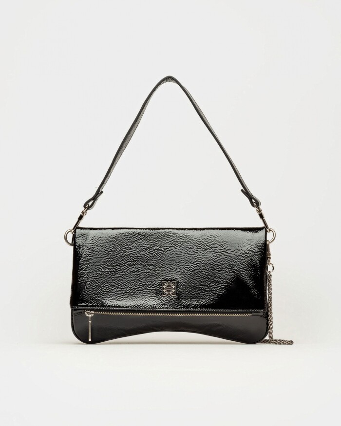 Bandolera Curve Gloss Crinckle Negro