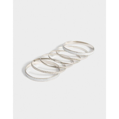 Set De Pulseras De Metal Plateado Niquel