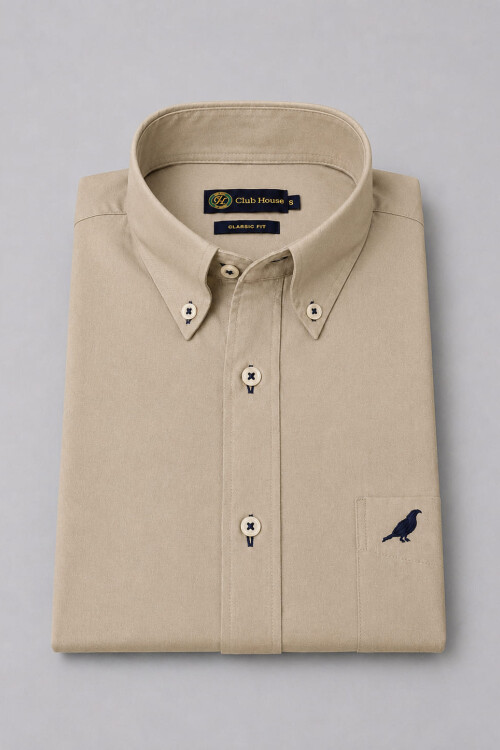 Camisa Cotton Twill Botton Down Beige