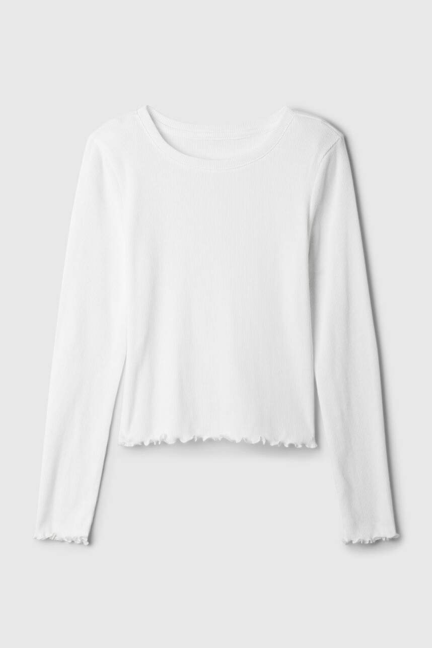 Remera Rib Manga Larga Niña New Off White