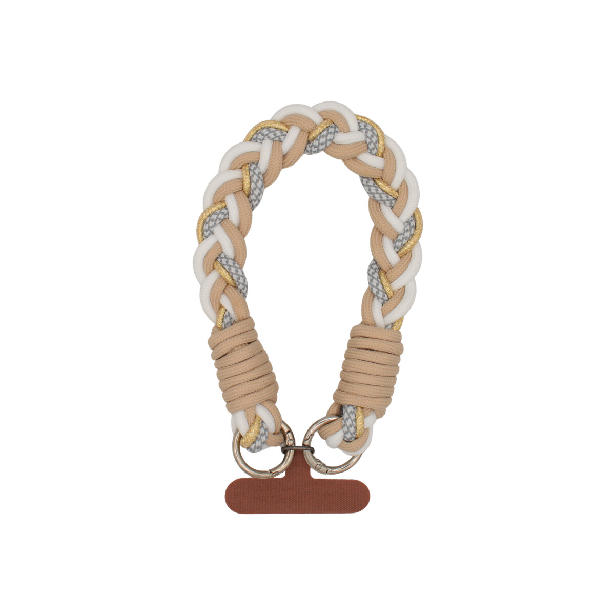 Correa corta para celular trenzada color beige 